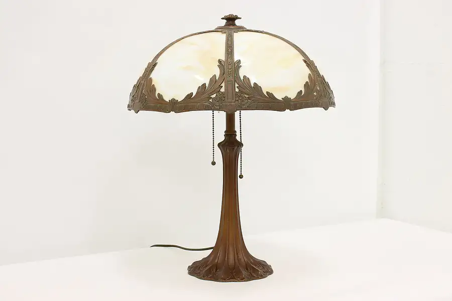 Main image of Art Deco Antique Desk or Tabletop Stained Glass Lamp