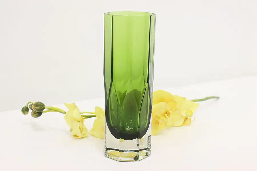 Main image of Midcentury Modern Vintage Blown Green Glass Vase Lindshammar