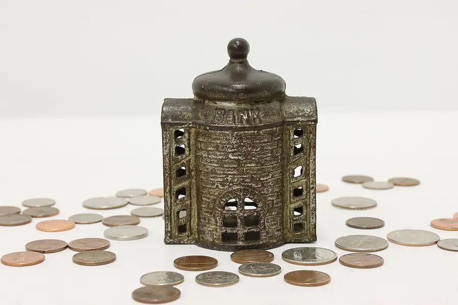 Main image of Farmhouse Antique Cast Iron "Bank" Coin Bank