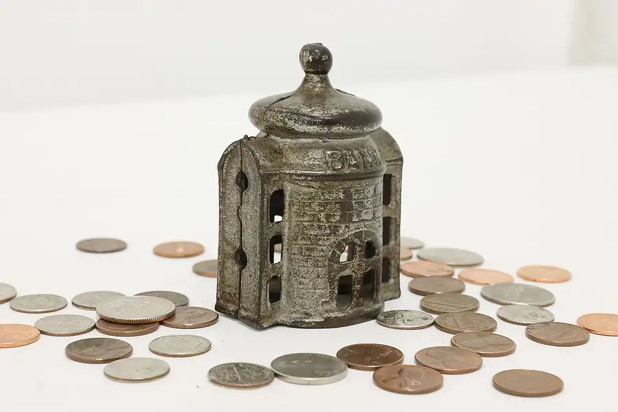 Main image of Farmhouse Antique Cast Iron Bank Coin Bank