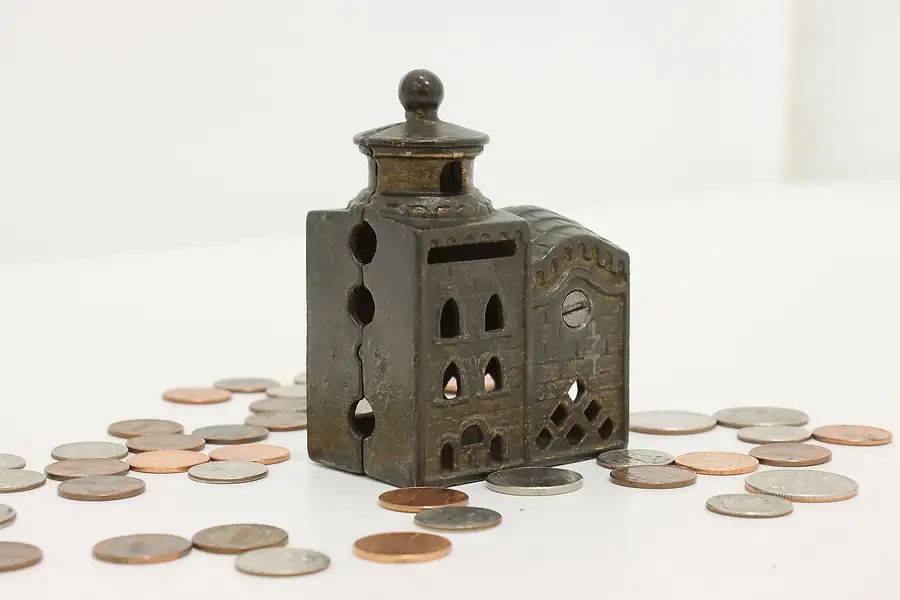 Main image of Victorian Antique Cast Iron Church Coin Bank