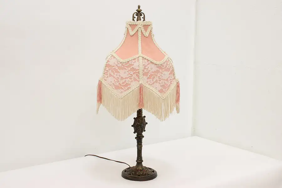 Main image of Boudoir Antique Lace Shade & Iron Table Lamp, Milcast