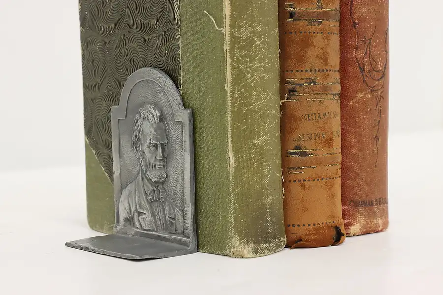 Main image of Pair of Miniature Antique Abraham Lincoln Pewter Bookends