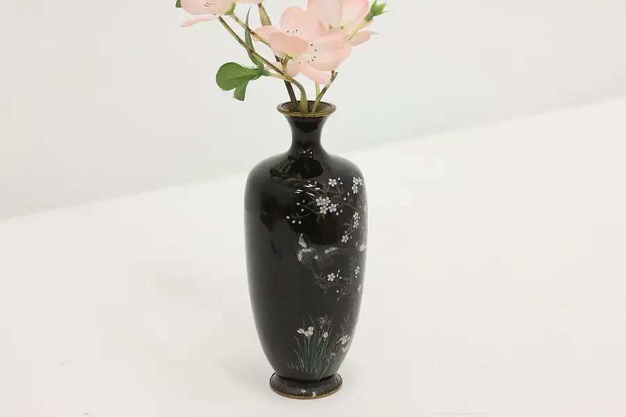 Main image of Chinese Vintage Cloisonne Enamel Flower Vase, Birds
