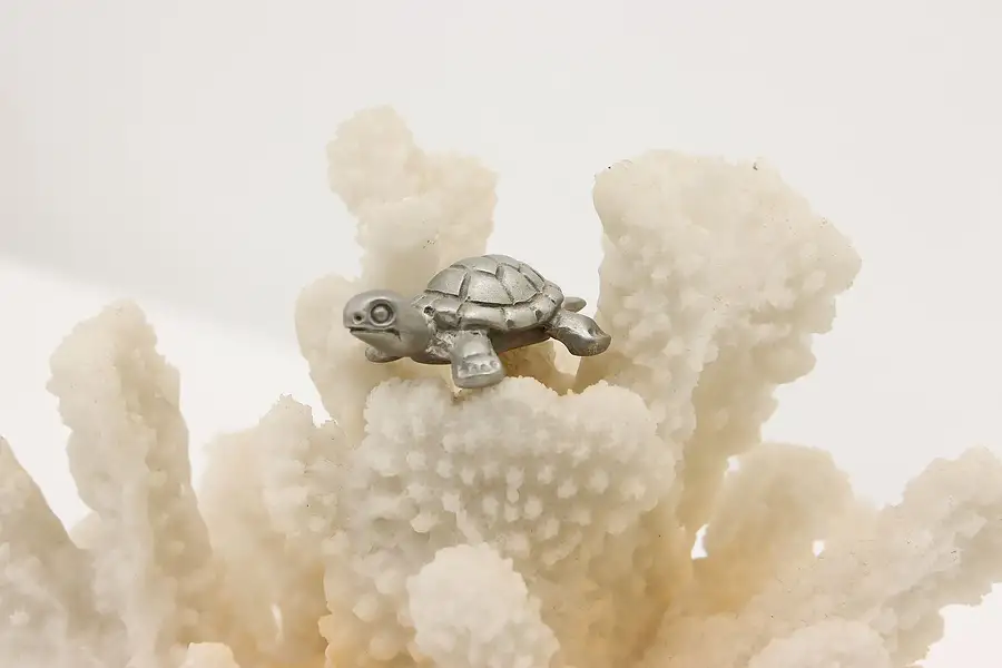 Main image of Miniature Vintage Pewter Turtle Sculpture, Schmid
