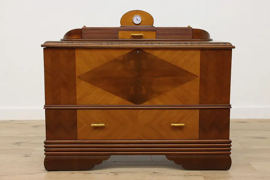 Main image of Art Deco Blanket Chest or Trunk, Clock & Music Box, Standard