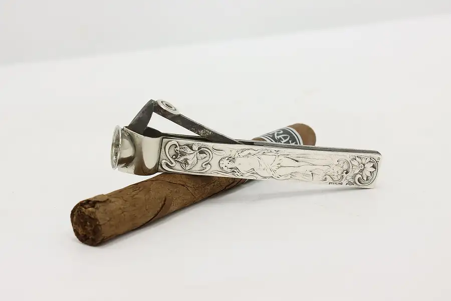 Main image of Art Nouveau Antique Sterling Silver Cigar Cutter, Dancer