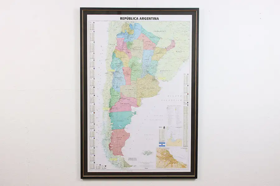 Main image of Framed Vintage Map of Argentina, Focus