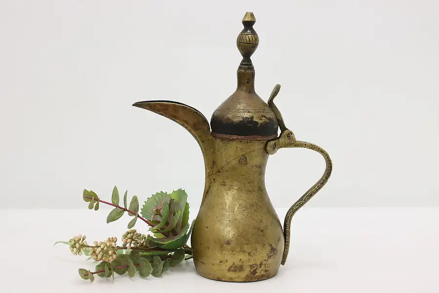 Main image of Copper & Brass Antique Tea Kettle or Coffee Pot, Signed