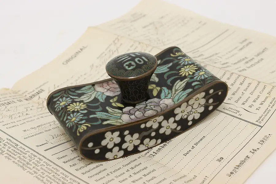 Main image of Japanese Vintage Cloisonne & Brass Ink Blotter