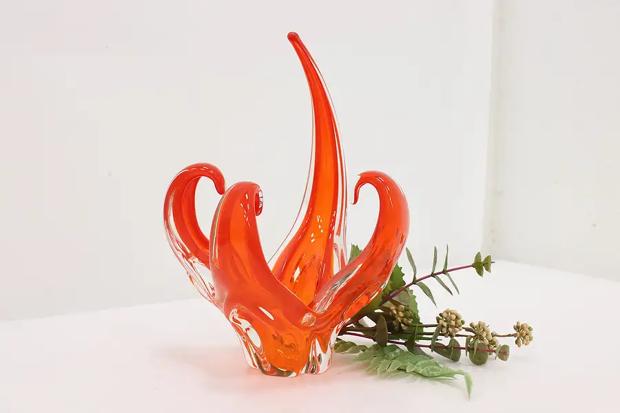 Main image of Murano Vintage Italian Red Art Glass Sculpture or Bowl
