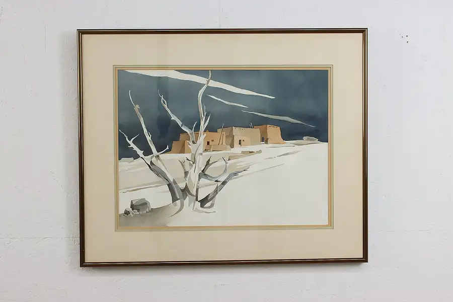 Main image of Pueblo Village Vintage Original Watercolor, Howard 32.5"