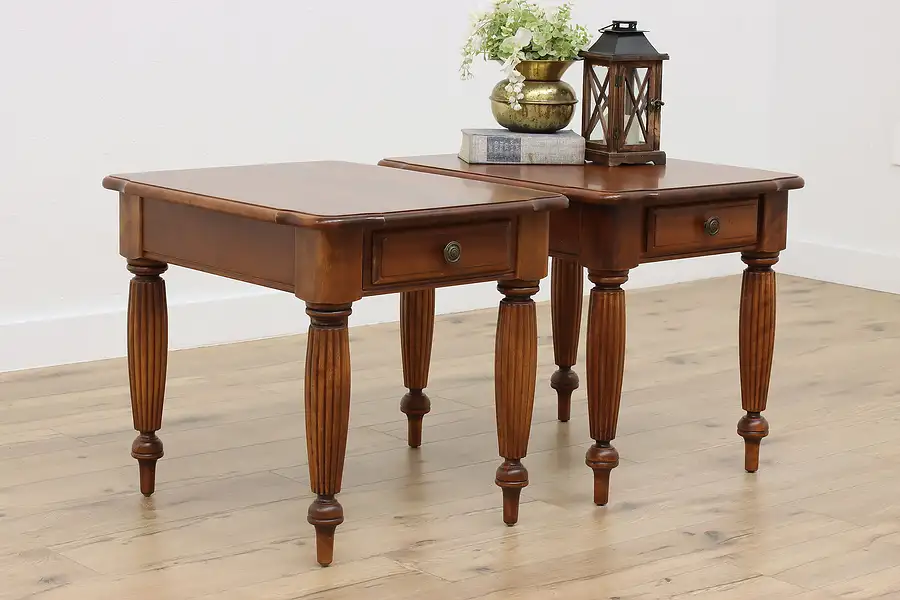Main image of Pair Traditional Vintage End or Side Tables, Nichols & Stone