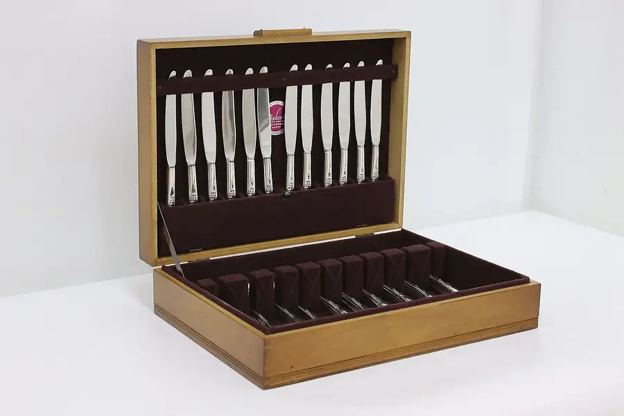 Main image of Silver Wheat Reed & Barton Sterling 48 pc Midcentury Set 12
