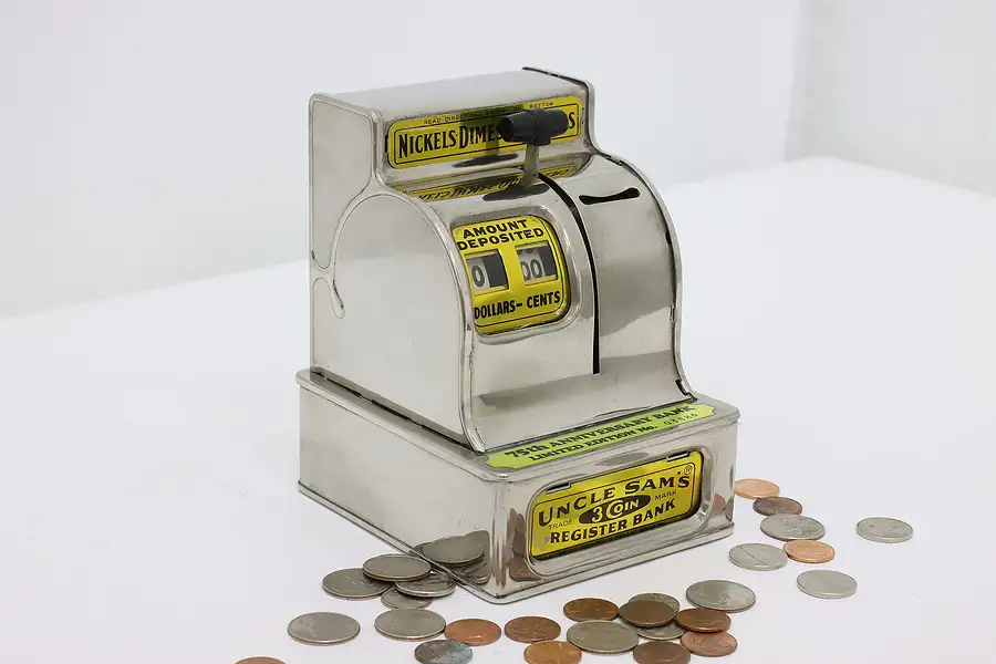 Main image of Uncle Sam's Vintage Steel Cash Register Coin Bank