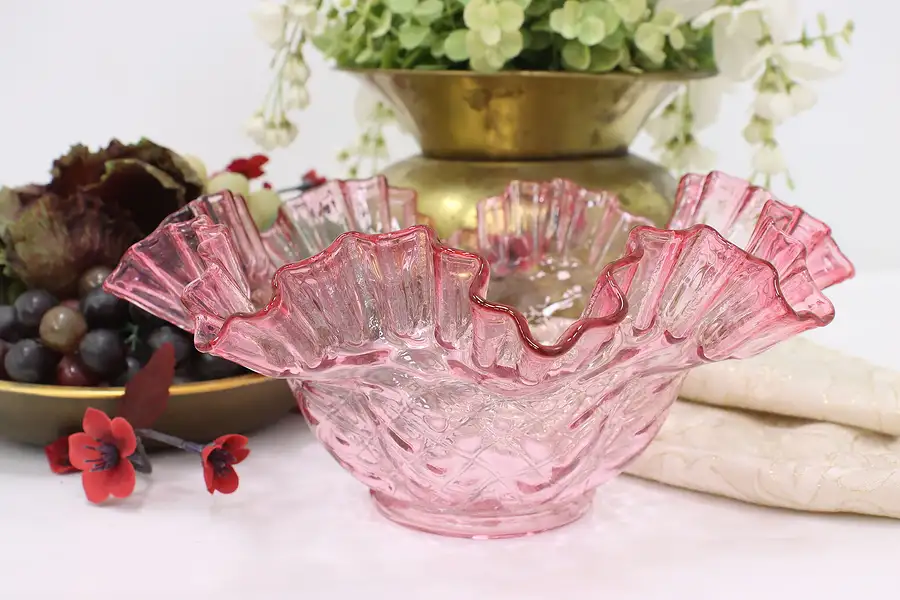 Main image of Cranberry Vintage Blown Glass Key, Candy or Decorative Dish