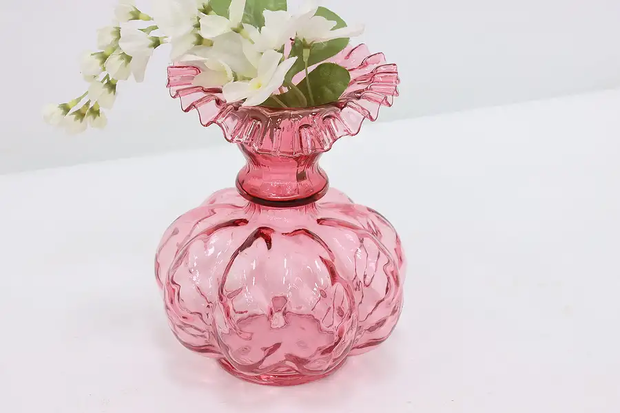 Main image of Victorian Antique Blown Cranberry Glass Flower Vase