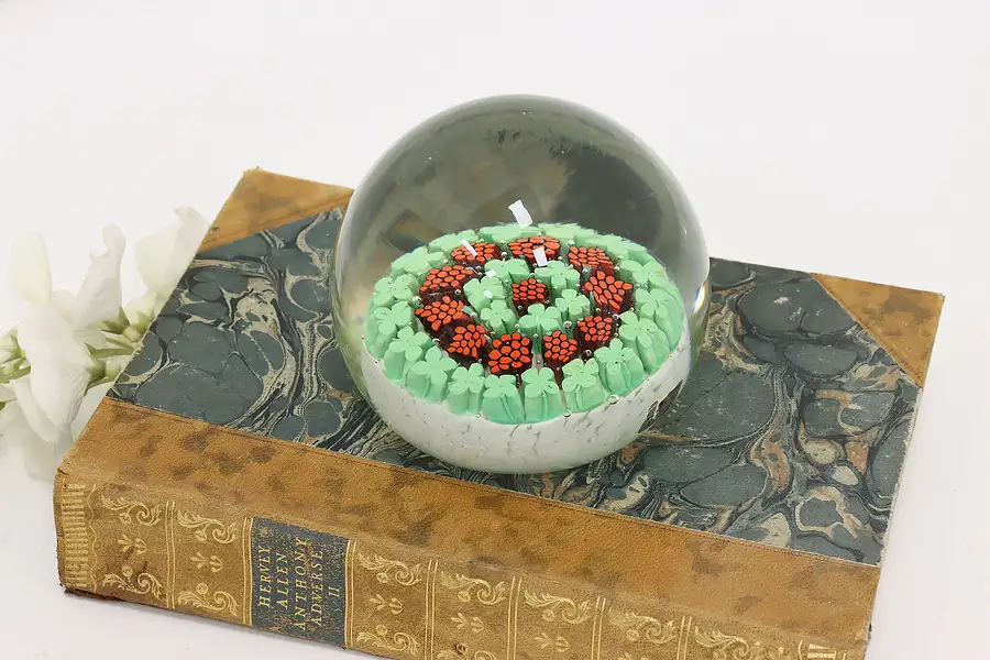 Main image of Murano Vintage Italian Blown Glass Paperweight, Strawberries