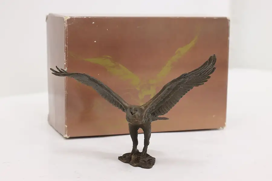 Main image of Avon Bronze Bald Eagle Vintage Sculpture, Box, O'Brien