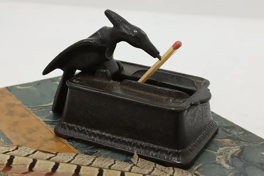 Main image of Victorian Antique Cast Iron Match Holder, Bird