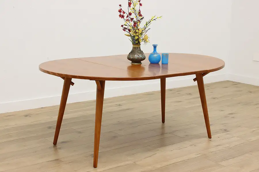 Main image of Midcentury Modern Vintage Maple Dining Table 2 Leaves Conant