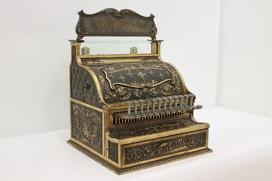 Main image of Victorian Antique Ornate Bronze Store Cash Register National
