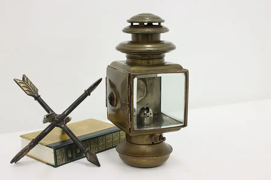 Main image of Industrial Salvage Antique Brass & Iron Carriage Lamp