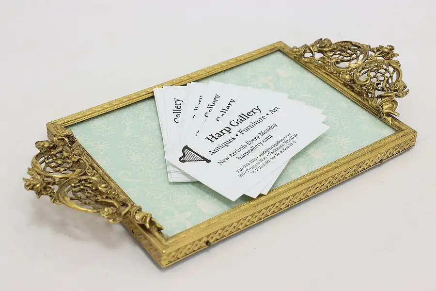Main image of French Vintage Brass Jewel Tray Picture Frame, Cherubs
