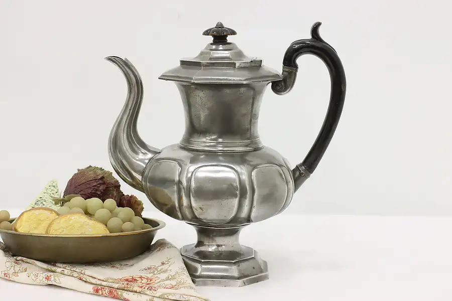 Main image of English Antique Pewter Tea Kettle Coffee Pot, Dixon