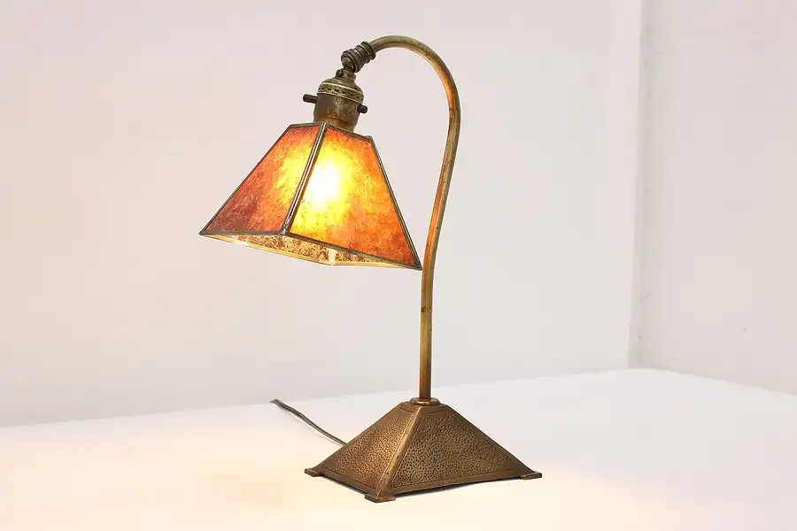 Main image of Arts & Crafts Antique Office or Library Desk Lamp Mica Shade