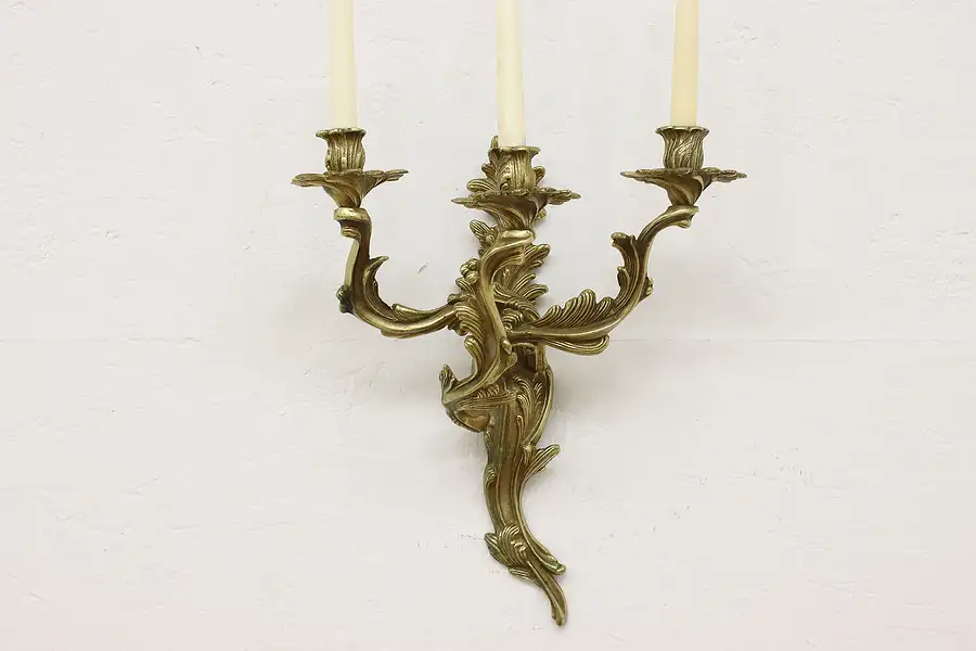 Main image of Baroque Design Vintage Brass Candle Sconce, Glo-Mar