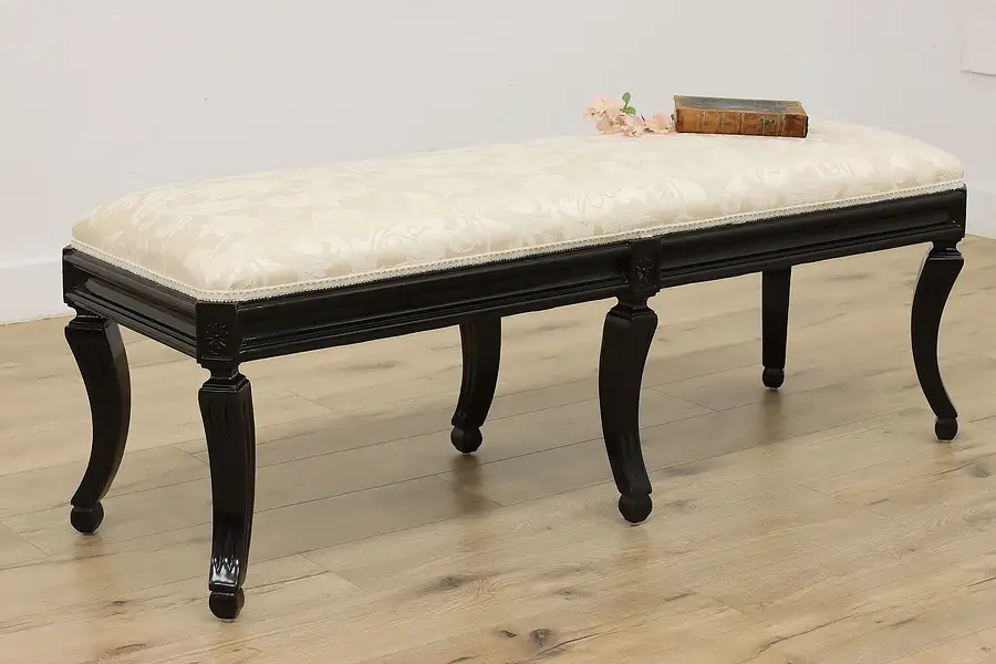 Main image of Traditional Vintage Painted & Upholstered Bedroom Hall Bench