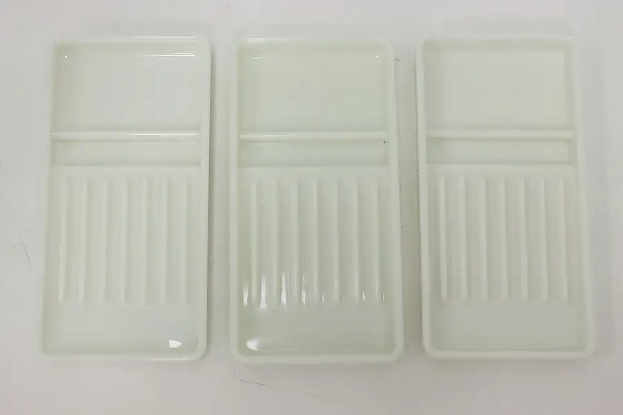 Main image of Set of 3 Antique Milk Glass Dental Trays, American Cabinet
