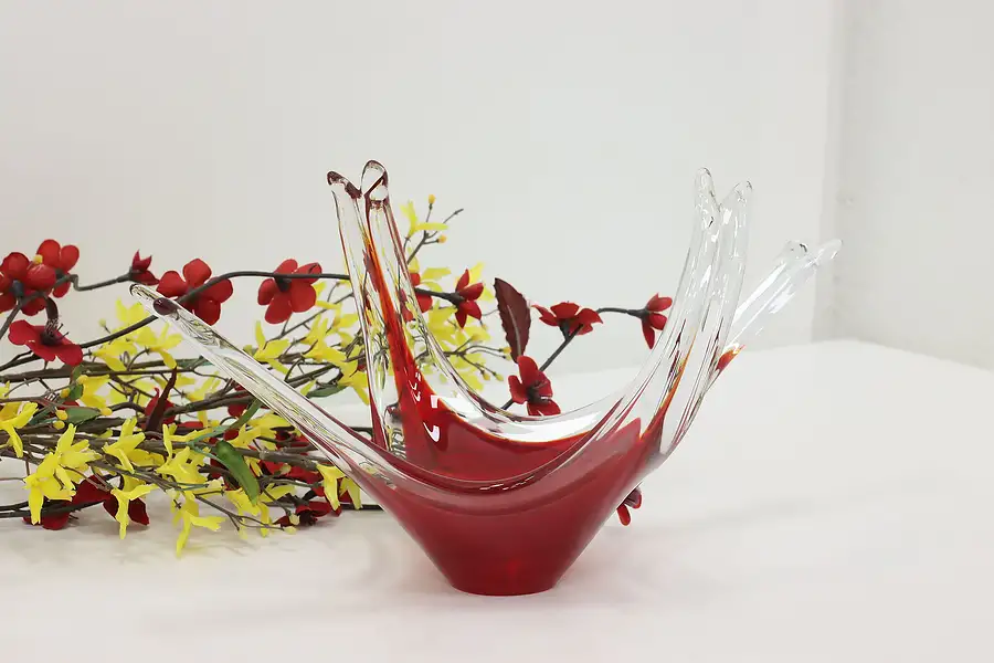 Main image of Italian Murano Vintage Blown Cranberry Glass Sculpture