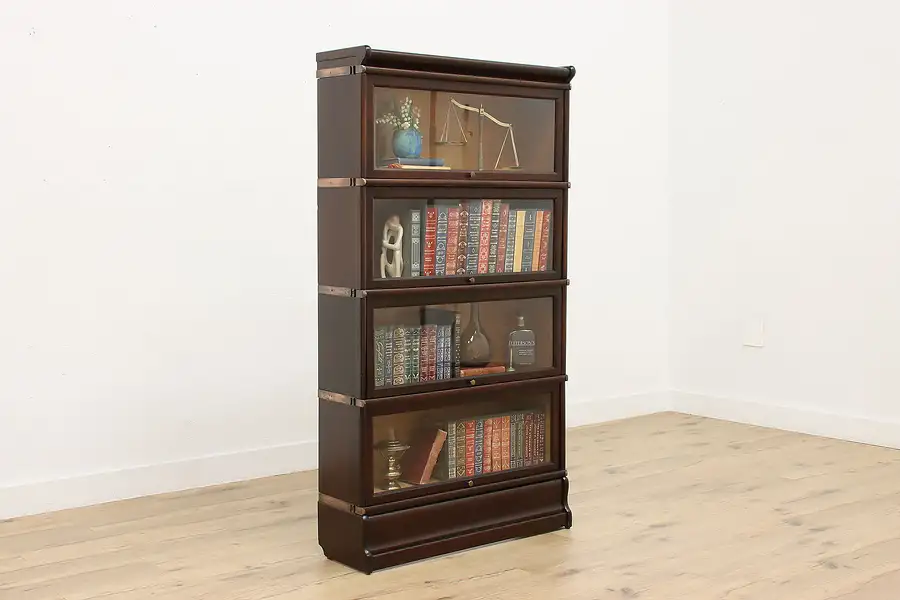 Main image of Macey 4 Stack Antique Mahogany Lawyer Bookcase