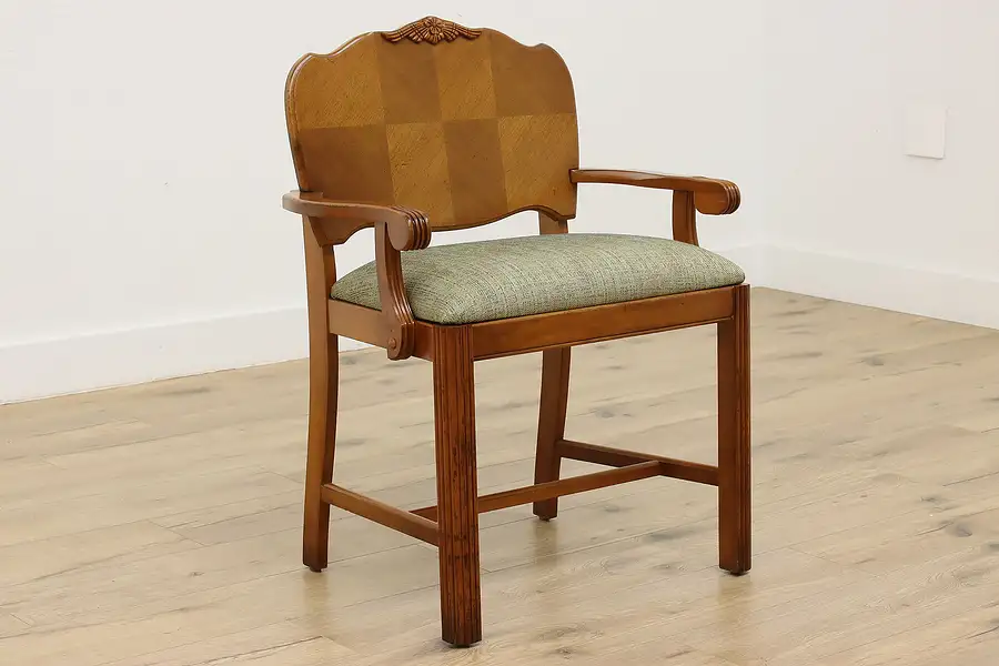 Main image of Art Deco Vintage Upholstered Vanity or Dressing Table Bench