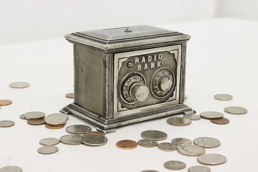 Main image of Radio Vintage Cast Iron Combination Lock Coin Bank