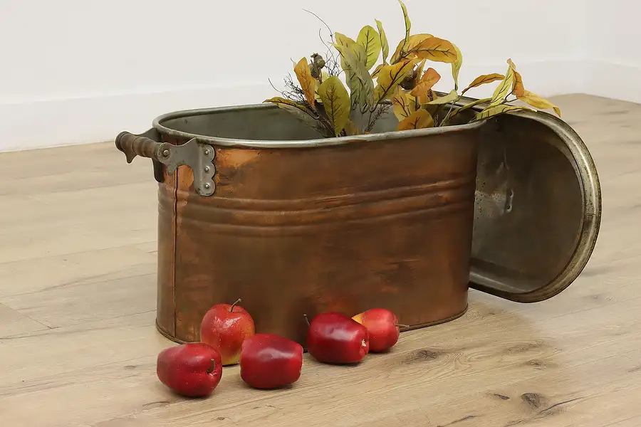 Main image of Farmhouse Antique Copper & Iron Boiler Washer or Planter