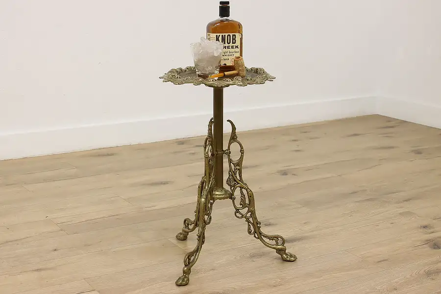 Main image of Victorian Brass Calling Card or Smoking Stand, Lions