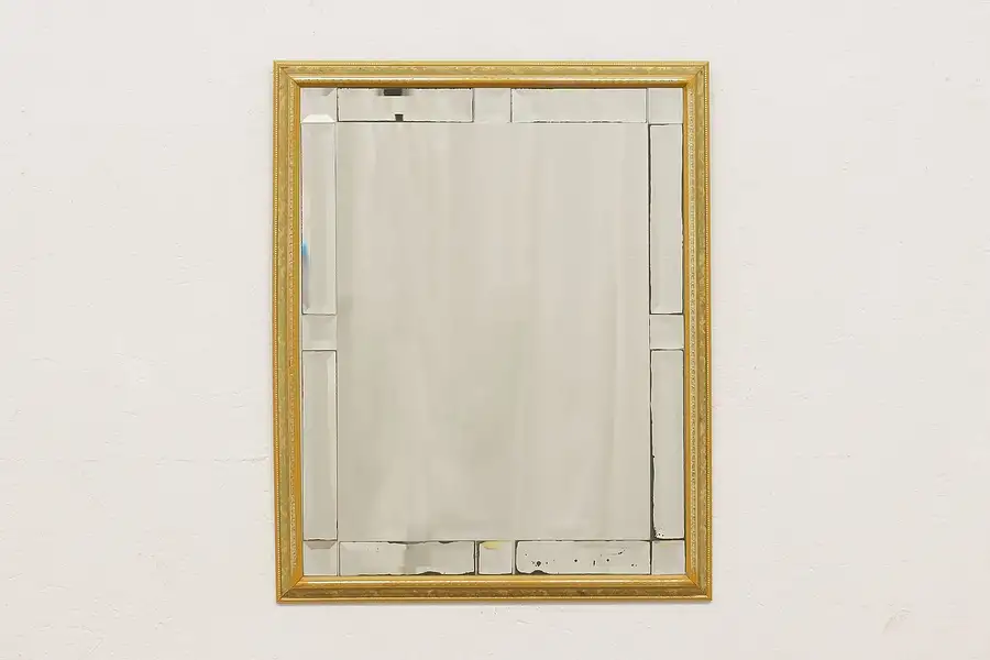 Main image of Beveled Panes Vintage Faux Gold Leaf Mirror