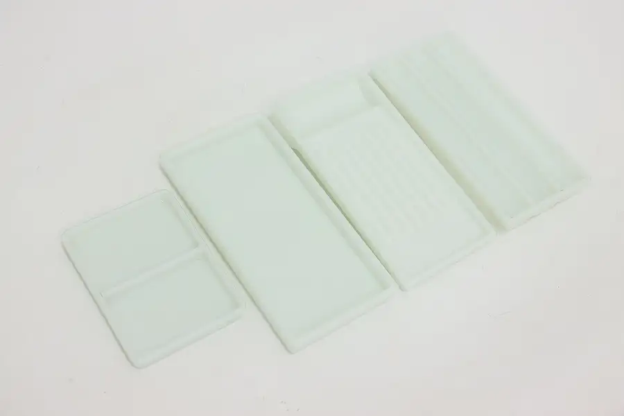 Main image of Set of 4 Antique Milk Glass Dental, Artist or Jewelry Trays