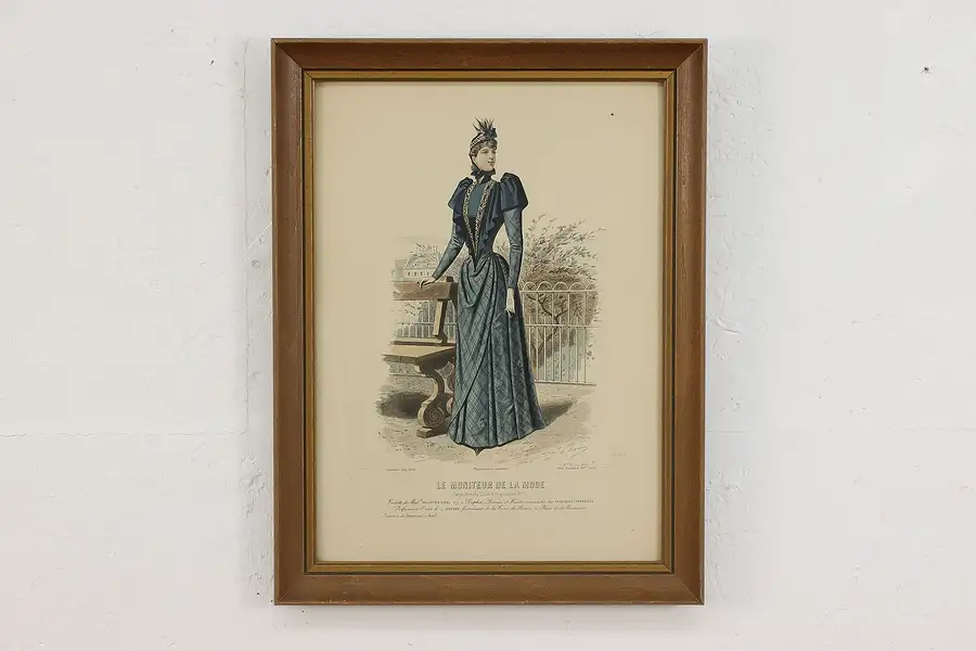 Main image of French Antique Fashion Magazine Lithograph Print 18"