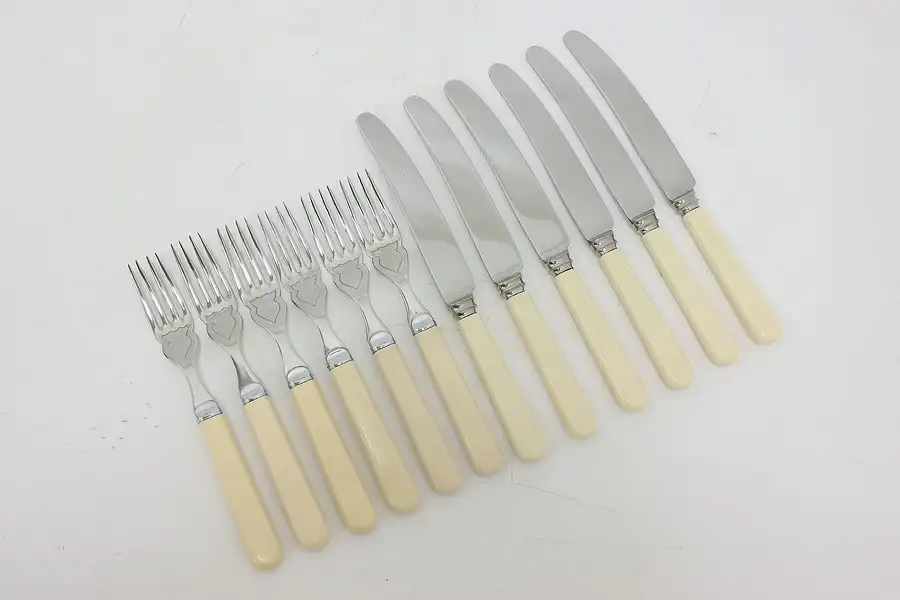 Main image of Sheffield Antique 12 Pc Forks & Knives Set, Bakelite Handles