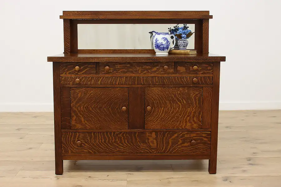 Main image of Craftsman Antique Oak Sideboard Buffet or Bar Cabinet Acme