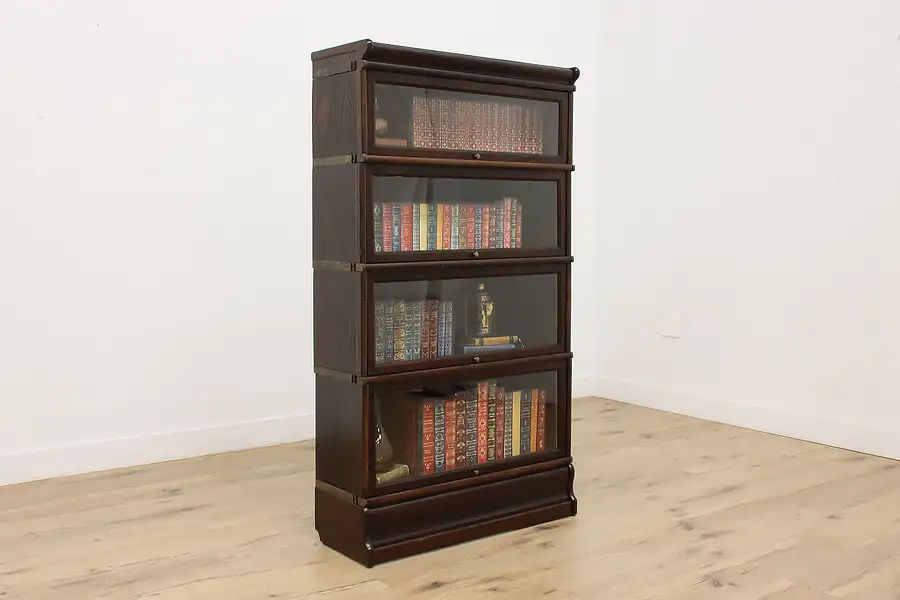 Main image of Arts & Crafts Antique Oak 4 Stack Lawyer Bookcase, Macey