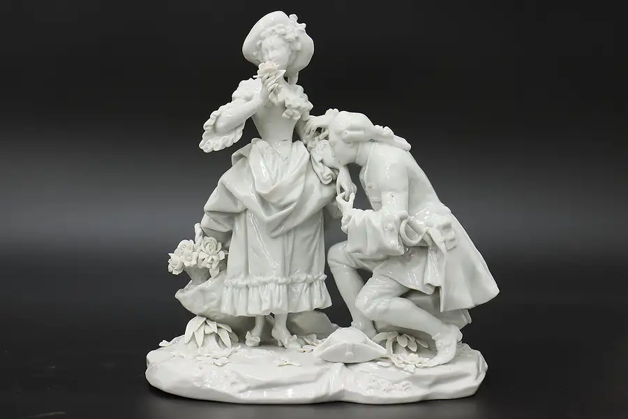 Main image of Courting Couple Vintage Porcelain Sculpture, N Crown Mark