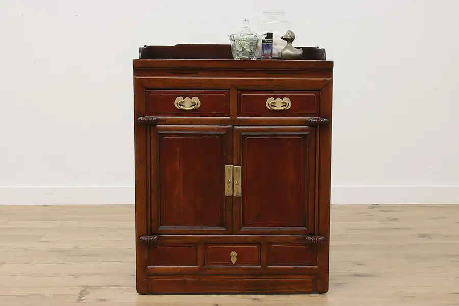 Main image of Chinese Antique Pine Bath, Hall, Bar Cabinet, Stand Up Desk