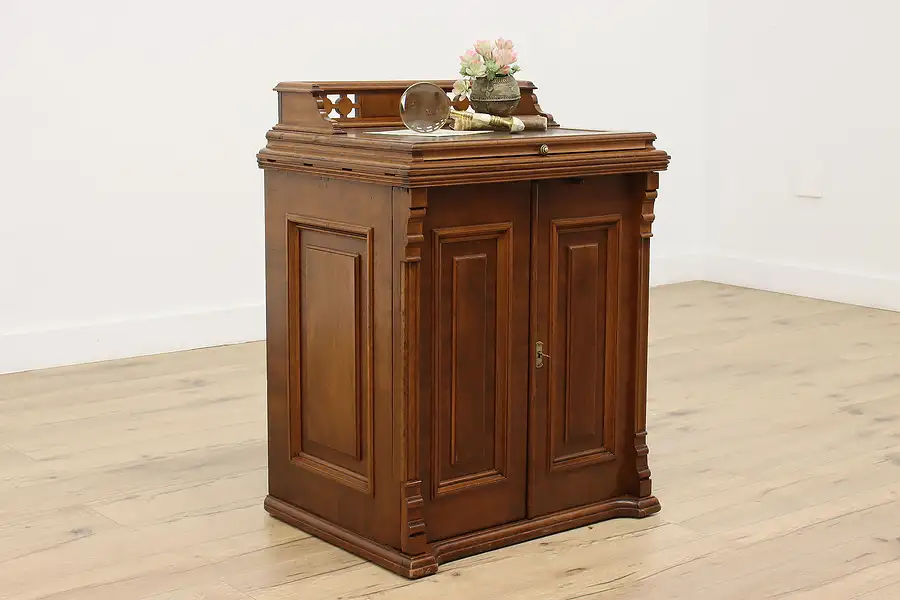 Main image of Victorian Eastlake Antique Desk, Hall Console, Bar Cabinet