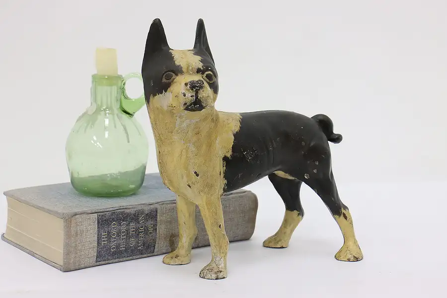 Main image of Farmhouse Antique Cast Iron Boston Terrier Dog Door Stop