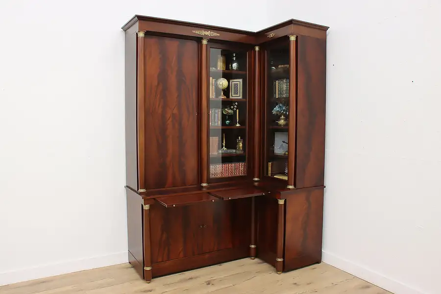 Main image of French Empire Vintage Mahogany Office Corner Bookcase